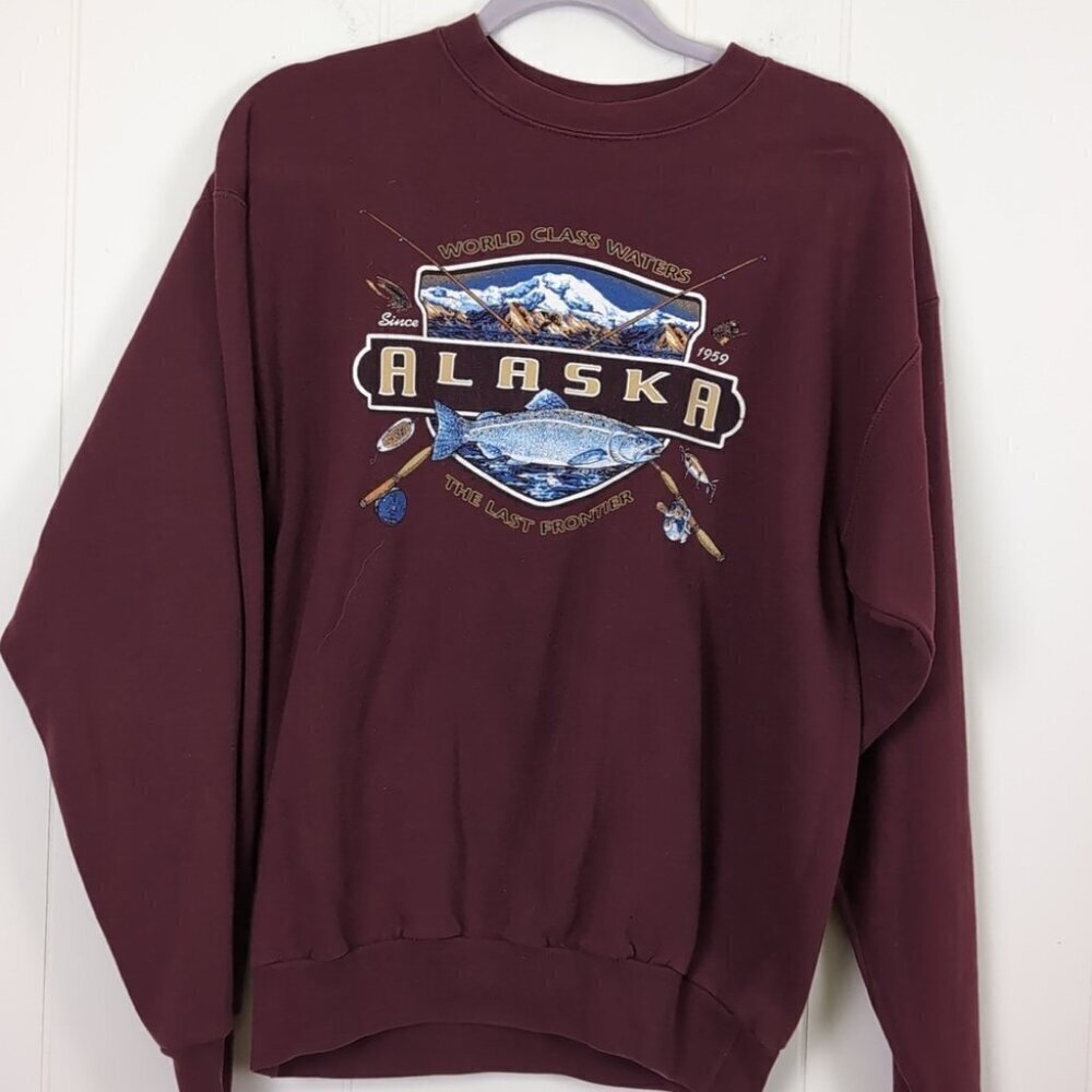 vintage maroon 90s Alaska crewneck